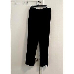 Lioness Black Linen Viscose Straight Leg Mid Rise Pants Pockets Zip Size Large